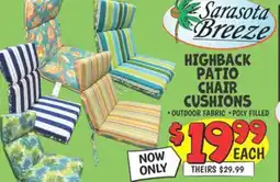 Ollie's HIGHBACK PATIO CHAIR CUSHIONS offer