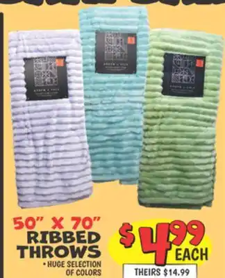 Ollie's ELLE & ISLES RIBBED THROWS offer