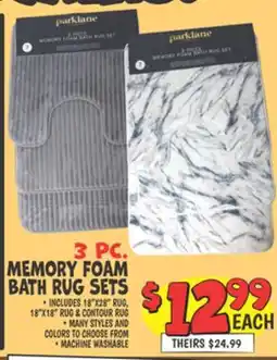 Ollie's 3 PC. MEMORY FOAM BATH RUG SETS offer