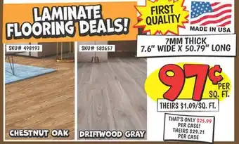 Ollie's CHESTNUT OAK, DRIFTWOOD GRAY LAMINATE FLOORING DEALS offer