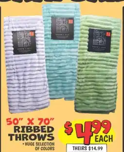 Ollie's 50 X 70 RIBBED THROWS offer
