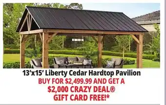 Ocean State Job Lot 13'x15' Liberty Cedar Hardtop Pavilion offer