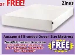 Ocean State Job Lot Amazon #1 Branded Queen Size Mattress offer