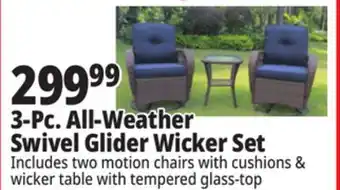 Ocean State Job Lot 3-Pc. All-Weather Swivel Glider Wicker Set offer