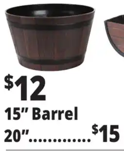 Ocean State Job Lot Whiskey Barrel Resin Planter 15 offer