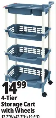 Ocean State Job Lot 4-Tier Storage Cart with Wheels offer