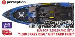 Ocean State Job Lot 12' Pescador Pilot Fishing Pedal Sit-On Kayak offer