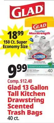 Ocean State Job Lot 13 Gallon Tall Kitchen Drawstring Scented Trash Bags offer