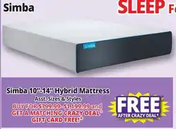 Ocean State Job Lot Simba 10-14 Hybrid Mattress offer