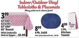 Ocean State Job Lot Indoor/Outdoor Vinyl Table cloths & Placemats offer