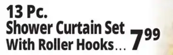 Ocean State Job Lot 13 Pc. Shower Curtain Set With Roller Hooks offer
