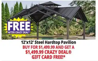 Ocean State Job Lot 12' x 12' Steel Hardtop Pavilion offer