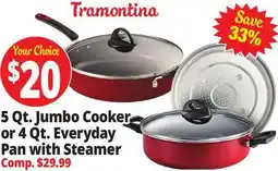 Ocean State Job Lot 5 Qt. Jumbo Cooker or 4 Qt. Everyday Pan with Steamer offer