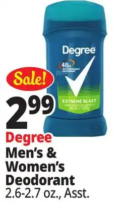 Ocean State Job Lot Degree Men's & Women's Deodorant offer