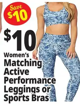 Ocean State Job Lot Women's Matching Active Performance Leggings or Sports Bras offer