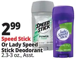 Ocean State Job Lot Speed Stick Or Lady Speed Stick Deodorant offer