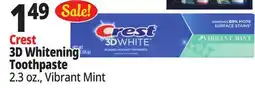 Ocean State Job Lot Crest 3D Whitening Toothpaste offer