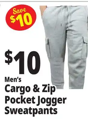 Ocean State Job Lot Men's Cargo & Zip Pocket Jogger Sweatpants offer