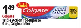 Ocean State Job Lot Colgate Triple Action Toothpaste offer
