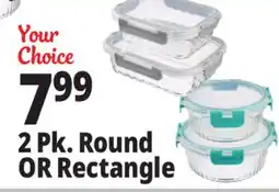 Ocean State Job Lot 2 Pk. Round OR Rectangle Glass Containers offer