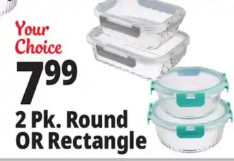 Ocean State Job Lot 2 Pk. Round OR Rectangle Glass Containers offer