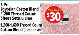 Ocean State Job Lot 6 Pc. Egyptian Cotton Blend 1,200 Thread Count Sheet Sets offer