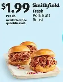 Aldi Smithfield fresh pork butt roast offer