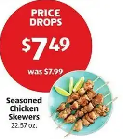 Aldi Seasoned chicken skewers offer