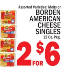 C Town BORDEN AMERICAN CHEESE SINGLES offer