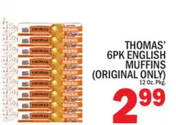 C Town THOMAS' 6PK ENGLISH MUFFINS (ORIGINAL ONLY) offer