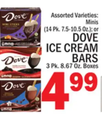 C Town DOVE ICE CREAM BARS 3 Pk. 8.67 Oz. Boxes offer