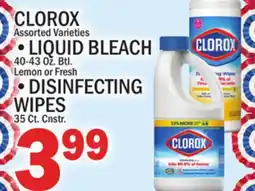 C Town Clorox Liquid Bleach 40-43 Oz. Btl. Disinfecting Wipes offer