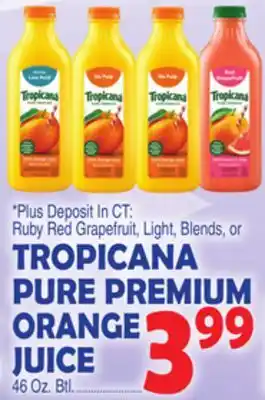 Bravo Supermarkets TROPICANA PURE PREMIUM ORANGE JUICE offer