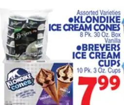 Bravo Supermarkets • KLONDIKE ICE CREAM CONES 8 Pk. 30 Oz. Box offer