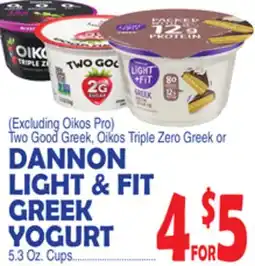 Bravo Supermarkets DANNON LIGHT & FIT GREEK YOGURT offer