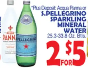 Bravo Supermarkets ACQUA PANNA OR S. PELLEGRINO SPARKLING MINERAL WATER offer