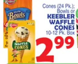 Bravo Supermarkets KEEBLER WAFFLE CONES 10-12 Pk. Box offer