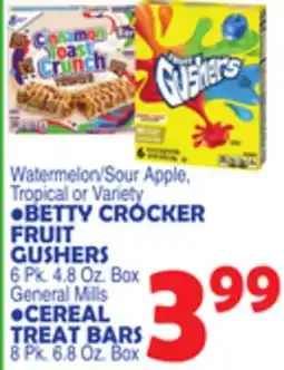 Bravo Supermarkets BETTY CROCKER FRUIT GUSHERS 6 Pk. 4.8 Oz. Box offer