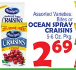 Bravo Supermarkets OCEAN SPRAY BITES OR CRAISINS offer