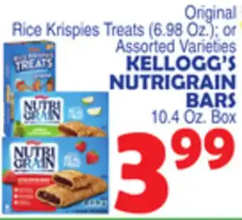 Bravo Supermarkets KELLOGG'S NUTRIGRAIN BARS 10.4 Oz. Box offer