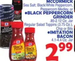 Bravo Supermarkets MCCORMICK BLACK PEPPERCORN GRINDER, .85-2.12 Oz. Jar offer
