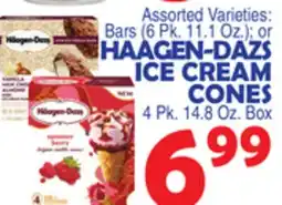 Bravo Supermarkets HAAGEN-DAZS ICE CREAM CONES 4 Pk. 14.8 Oz. Box offer