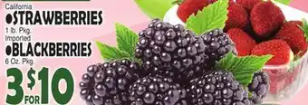 Bravo Supermarkets CALIFORNIA STRAWBERRIES 1 LB. PKG. IMPORTED BLACKBERRIES 6 OZ. PKG offer
