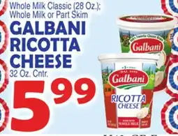 Bravo Supermarkets GALBANI RICOTTA CHEESE 32 Oz. Cntr offer