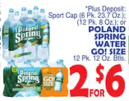 Bravo Supermarkets POLAND SPRING WATER GO! SIZE 12 Pk. 12 Oz. Btls offer