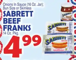 Bravo Supermarkets SABRETT BEEF FRANKS 14 Oz. Pkg offer