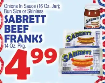 Bravo Supermarkets SABRETT BEEF FRANKS 14 Oz. Pkg offer