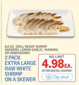 Kings Food Markets 2 PACK EXTRA LARGE RAW WHITE SHRIMP ON A SKEWER offer