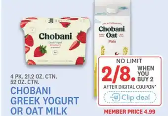 Kings Food Markets CHOBANI GREEK YOGURT OR OAT MILK offer