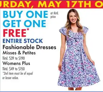 Boscov's ENTIRE STOCK Fashionable Dresses offer